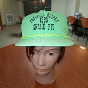 Vtg Enaville Resort 1880 Snake Pit Neon Green Cap Hat